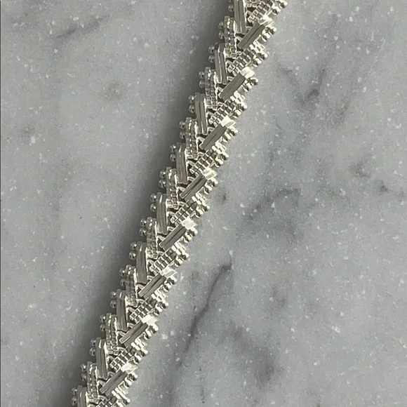 Vintage 1980s Sterling Silver 925 V Shaped Chain Link Statement Bracelet - Picture 3 of 8